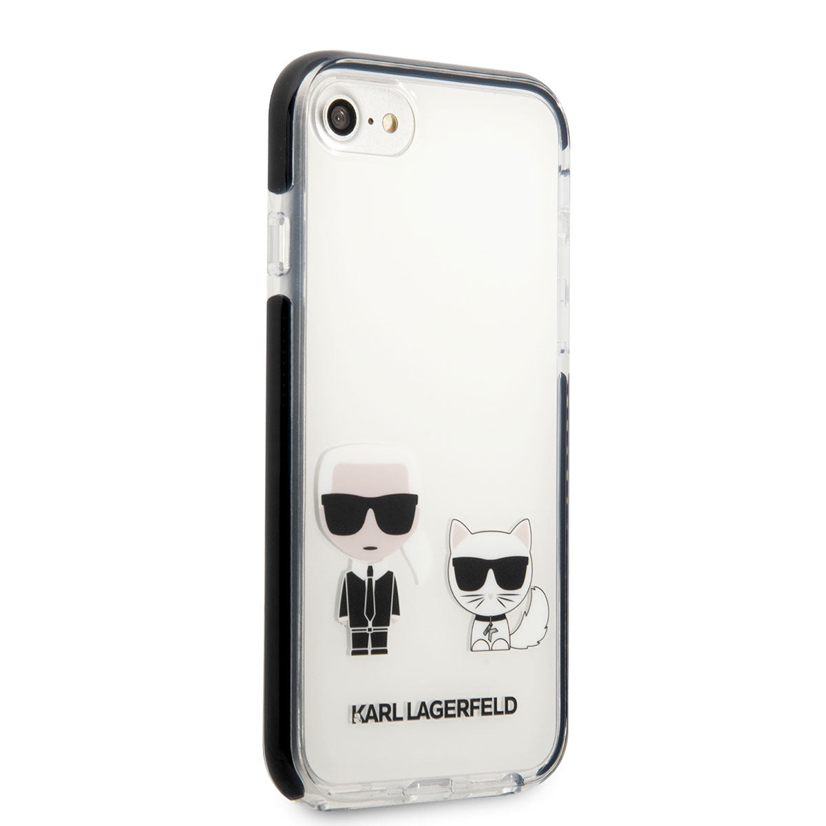Apple iPhone 7 Kılıf Karl Lagerfeld Kenarları Siyah Silikon K&C Dizayn Kapak