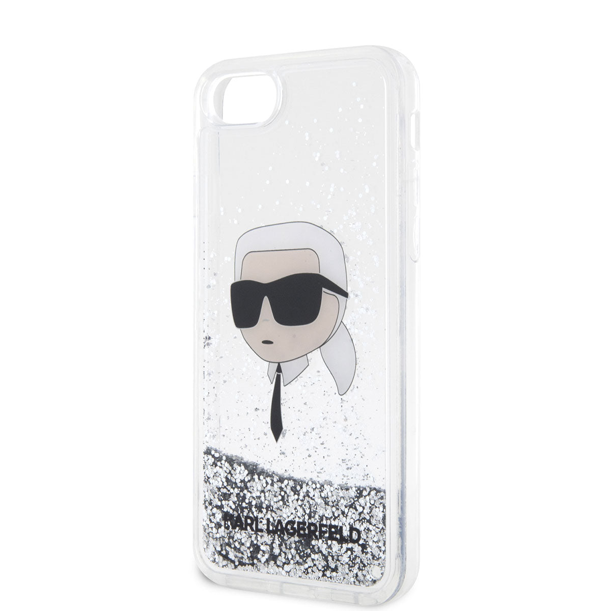 Apple iPhone 8 Kılıf Karl Lagerfeld Sıvılı Simli Karl Head Dizayn Kapak Pembe