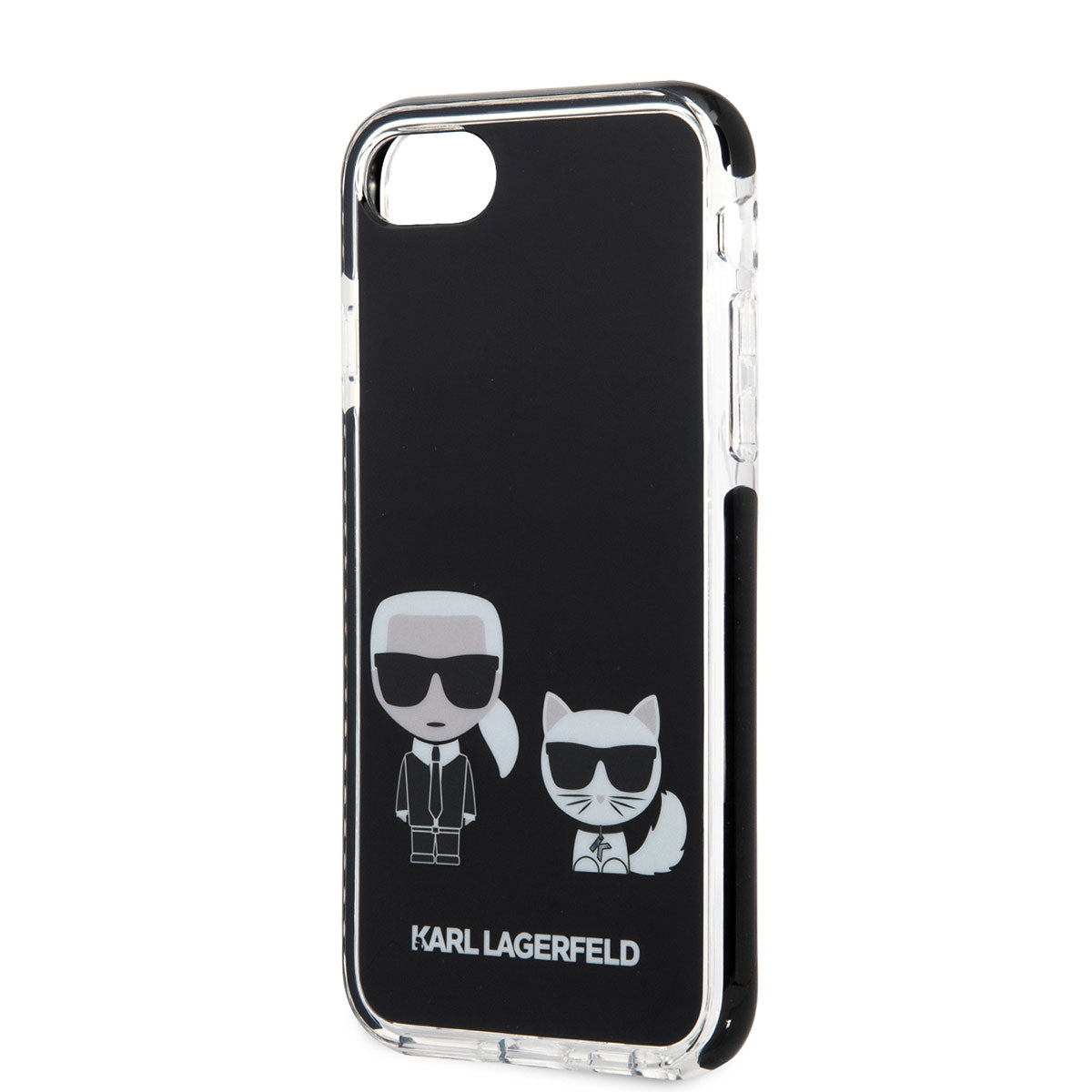 Apple iPhone SE 2020 Kılıf Karl Lagerfeld Kenarları Siyah Silikon K&C Dizayn Kapak Beyaz