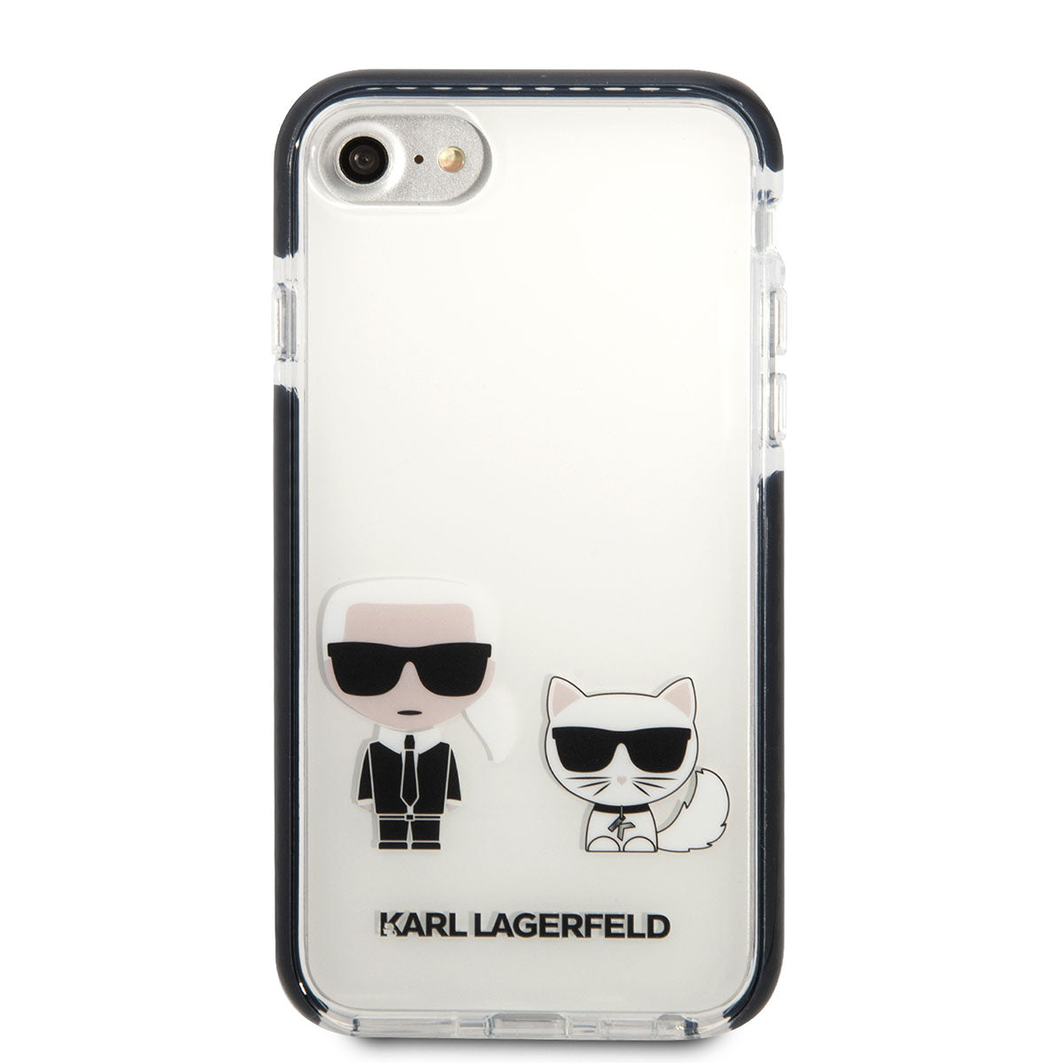 Apple iPhone SE 2020 Kılıf Karl Lagerfeld Kenarları Siyah Silikon K&C Dizayn Kapak Beyaz