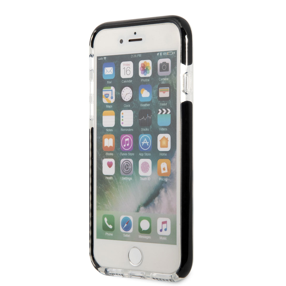 Apple iPhone SE 2020 Kılıf Karl Lagerfeld Kenarları Siyah Silikon K&C Dizayn Kapak Beyaz