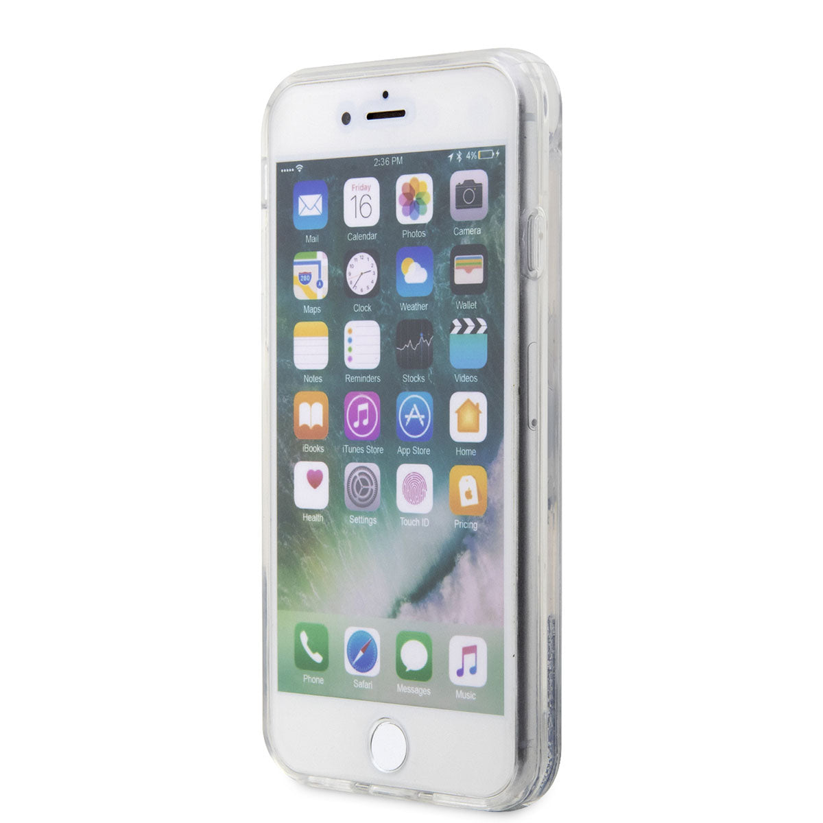 Apple iPhone SE 2020 Kılıf Karl Lagerfeld Sıvılı Simli Karl Head Dizayn Kapak Pembe
