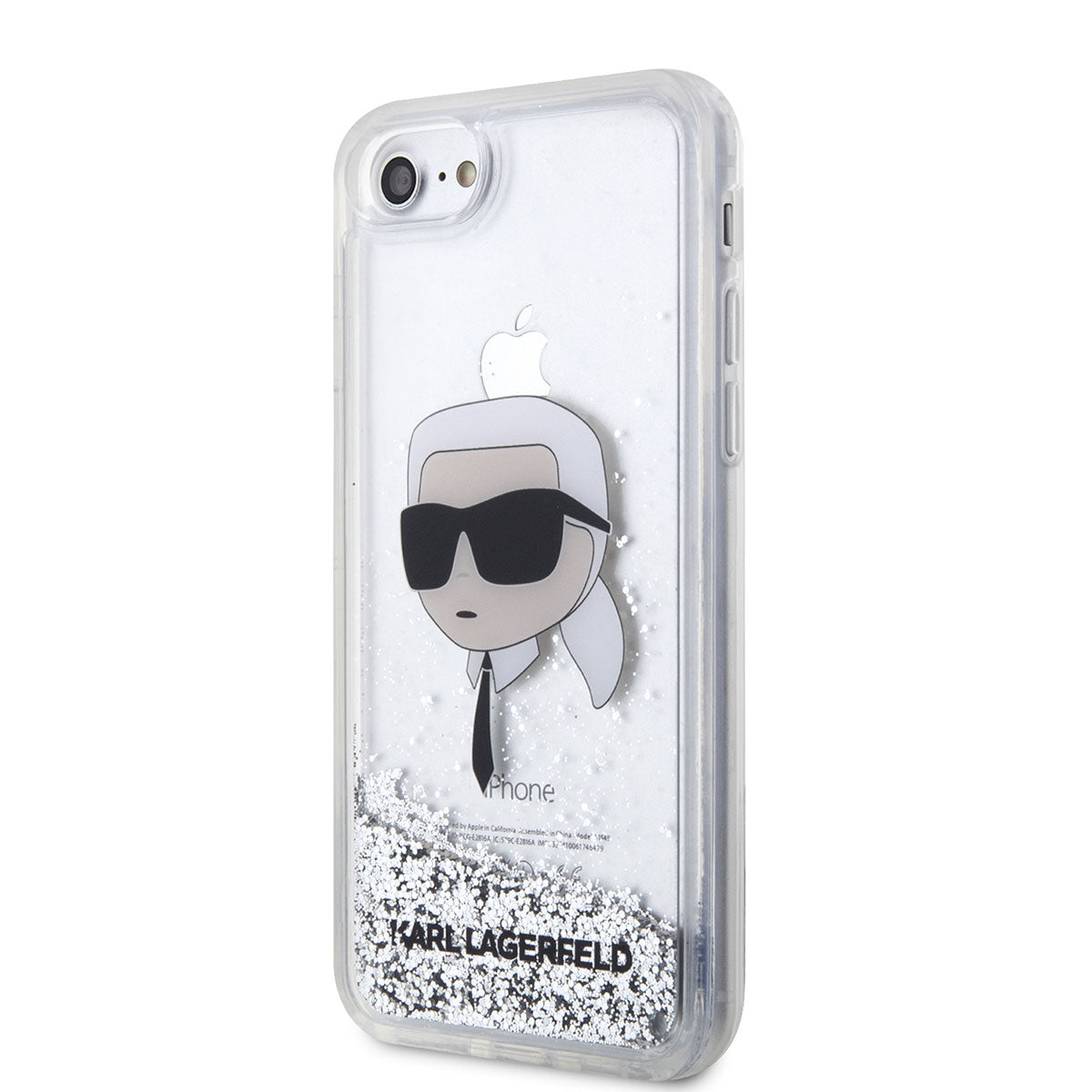 Apple iPhone SE 2020 Kılıf Karl Lagerfeld Sıvılı Simli Karl Head Dizayn Kapak Pembe