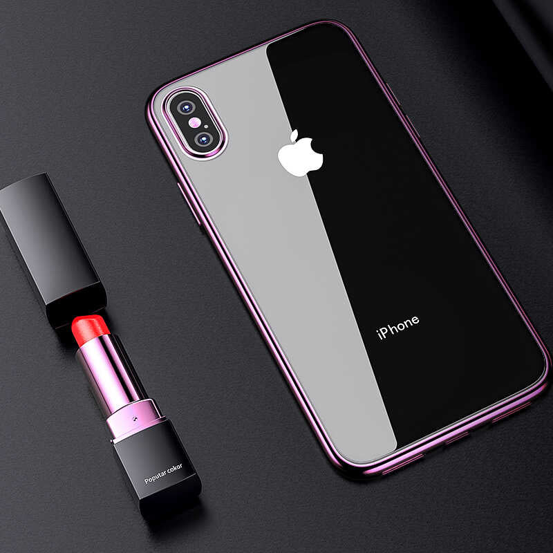 Apple iPhone X Benks Magic Glitz Ultra-Thin Transparent Protective Soft Kapak Mor