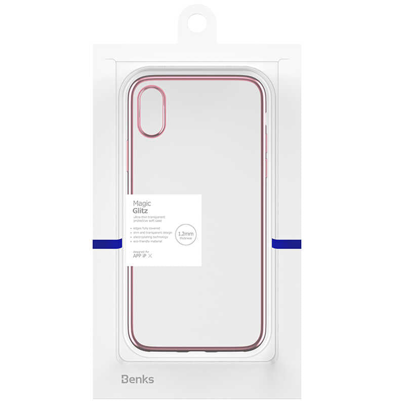 Apple iPhone X Benks Magic Glitz Ultra-Thin Transparent Protective Soft Kapak Rose Gold