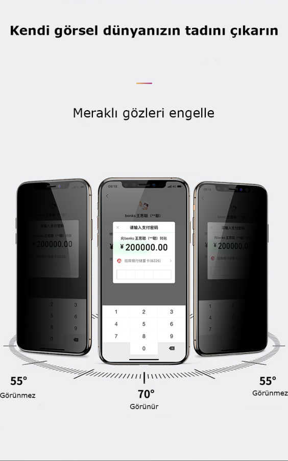 Apple iPhone XR 6.1 Benks 0.3mm V Pro Privacy Ekran Koruyucu Siyah