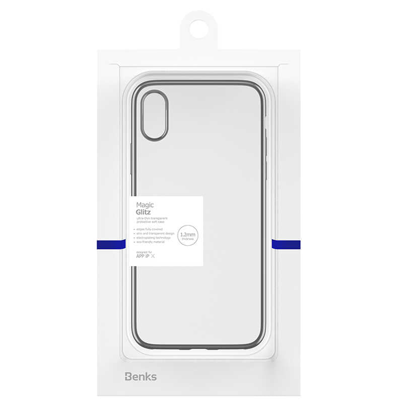 Apple iPhone XS 5.8 Benks Magic Glitz Ultra-Thin Transparent Protective Soft Kapak Siyah