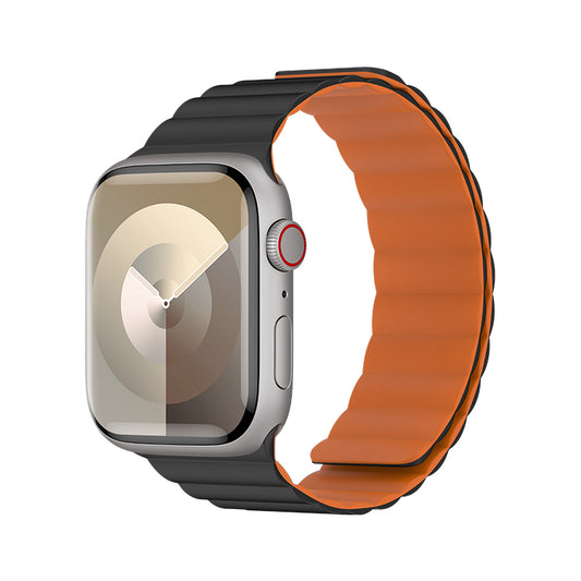 Apple Watch 10 42mm Benks Magnetik Tak Çıkar Silikon Strap Kayış Starlight-Turuncu