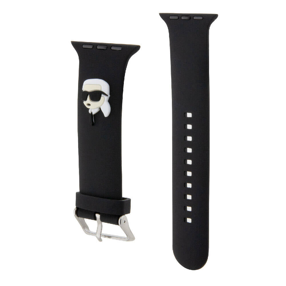 Apple Watch 38mm Karl Lagerfeld Orjinal Lisanslı İkonik Karl Head Logolu Silikon Kordon Beyaz