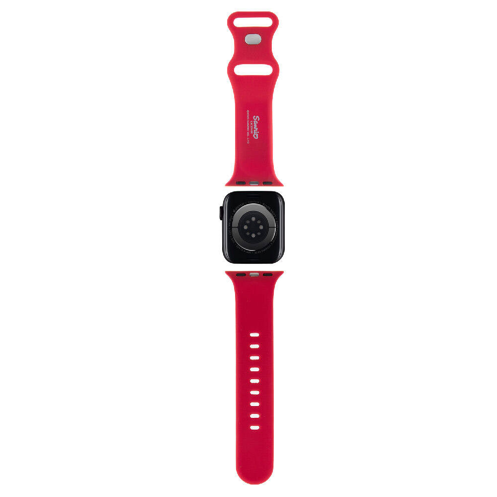 Apple Watch 40mm Hello Kitty Orjinal Lisanslı Yazı Logolu Fiyonk & Kitty Head Silikon Kordon Pembe