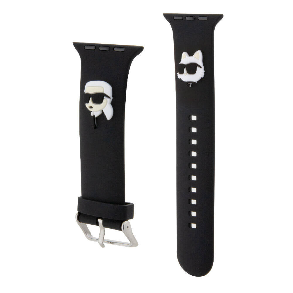 Apple Watch 40mm Karl Lagerfeld Orjinal Lisanslı İkonik Karl & Choupette Logolu Silikon Kordon Beyaz
