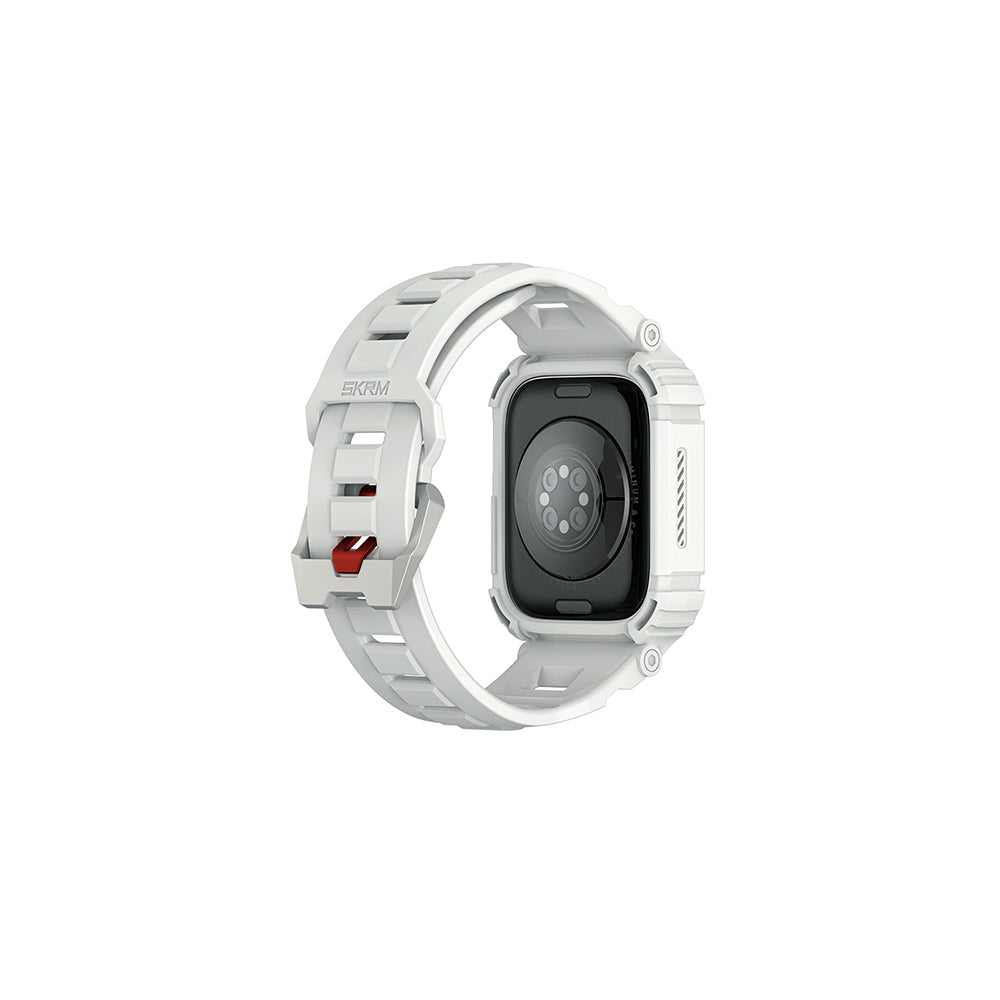 Apple Watch 44 mm Skinarma Mecha 2in1 TPU Kasa Koruyucu + Silikon Kordon Açık Gri