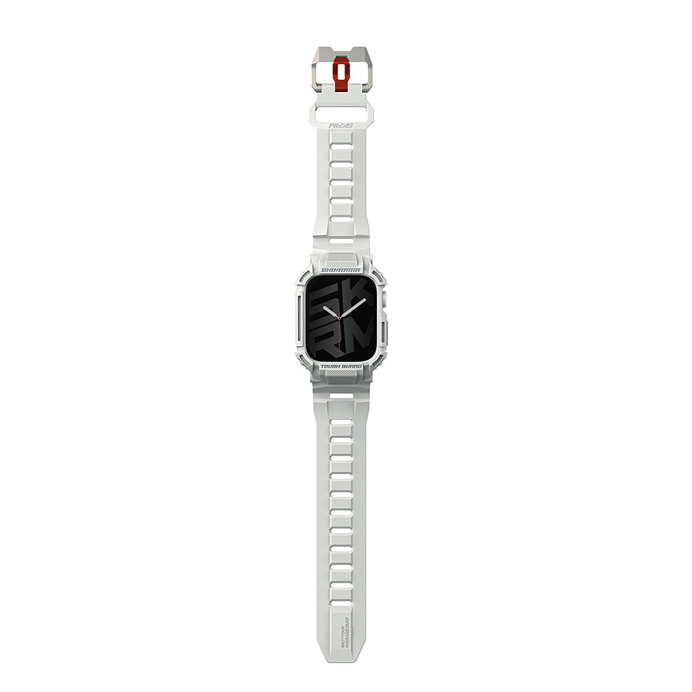Apple Watch 44 mm Skinarma Mecha 2in1 TPU Kasa Koruyucu + Silikon Kordon Açık Gri