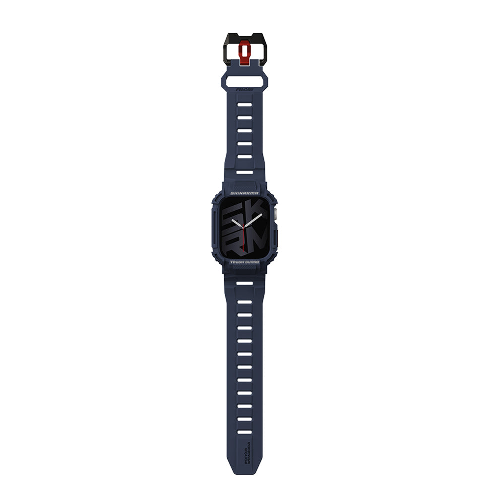 Apple Watch 44 mm Skinarma Mecha 2in1 TPU Kasa Koruyucu + Silikon Kordon Lacivert
