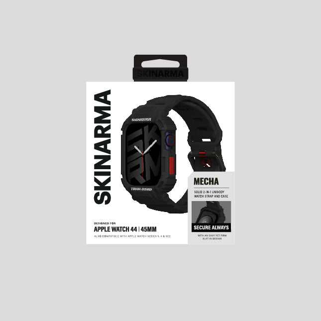 Apple Watch 44 mm Skinarma Mecha 2in1 TPU Kasa Koruyucu + Silikon Kordon Lacivert