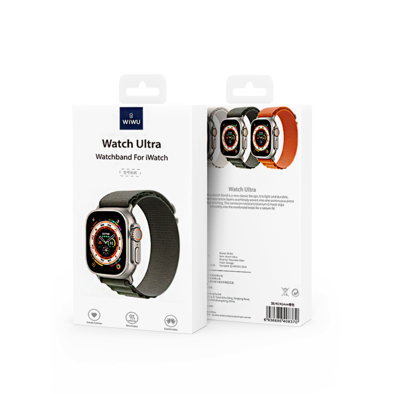 Apple Watch 44mm Kordon Wiwu WU-01 Hasır Örgü Strap Kayış Koyu Yeşil
