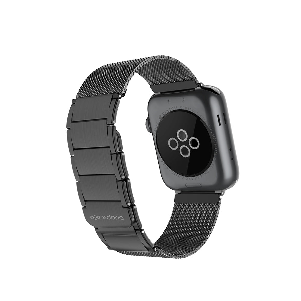 Apple Watch 44mm Raptic Classic Plus Serisi Magnetik Metal Hasır Kordon Siyah