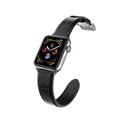Apple Watch 7 41mm Raptic Hybrid Leather Serisi Deri Kordon Siyah