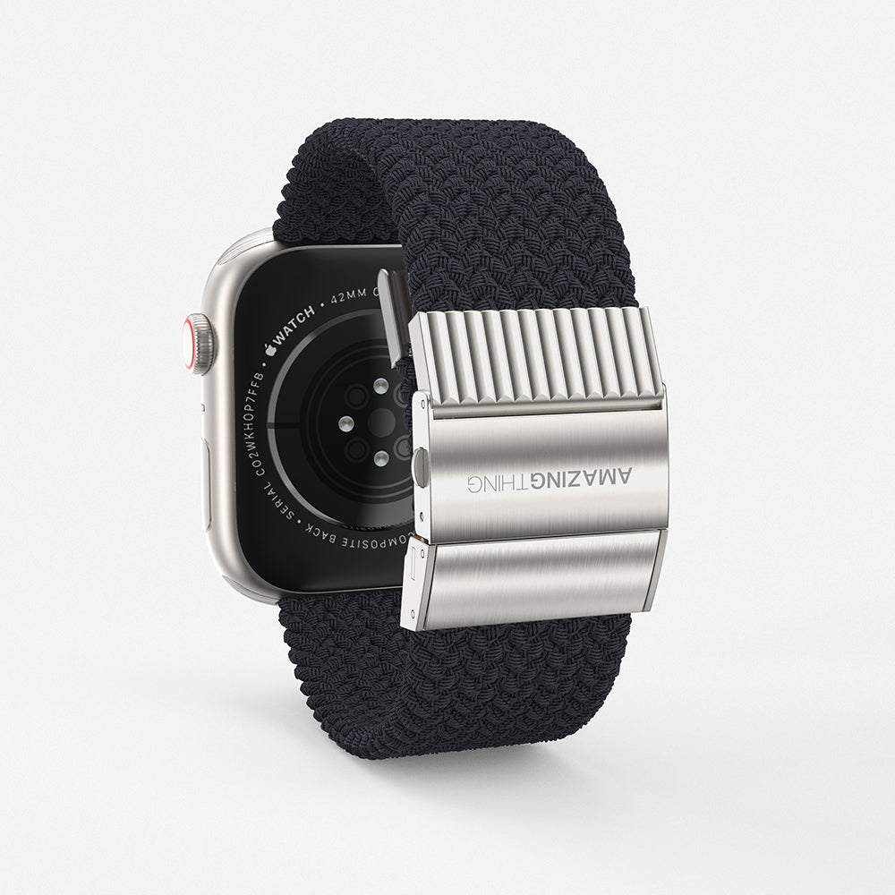 Apple Watch 7 45mm Amazingthing Titan Weave Örgü Sport Kordon Siyah