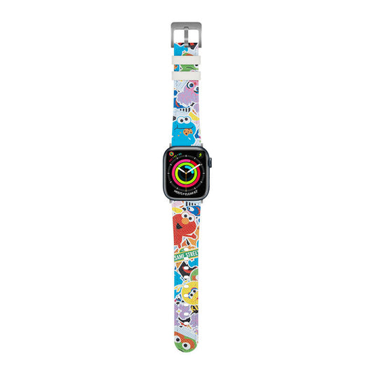 Apple Watch 7 45mm Casebang Sesame Street Serisi Deri Saat Kordon Mavi