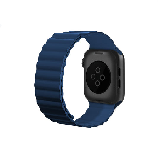 Apple Watch 7 45mm Kordon Raptic Magnetik Tak Çıkar Silikon Strap Kayış Lacivert