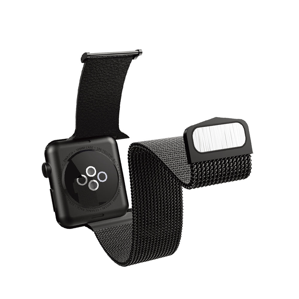 Apple Watch 7 45mm Raptic Hybrid Serisi Metal Hasır Kordon Siyah