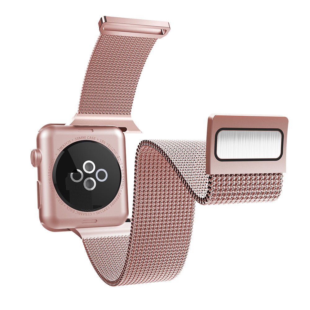 Apple Watch 7 45mm Raptic Mesh Band Serisi Metal Hasır Kordon Rose Gold