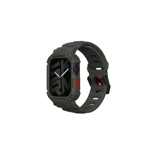 Apple Watch 7 45mm Skinarma Mecha 2in1 TPU Kasa Koruyucu + Silikon Kordon Yeşil