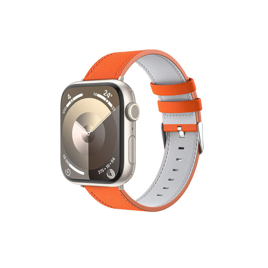 Apple Watch Ultra 49mm Benks Vintage Genuine Leather Serisi Deri Kordon Strap Kayış Turuncu