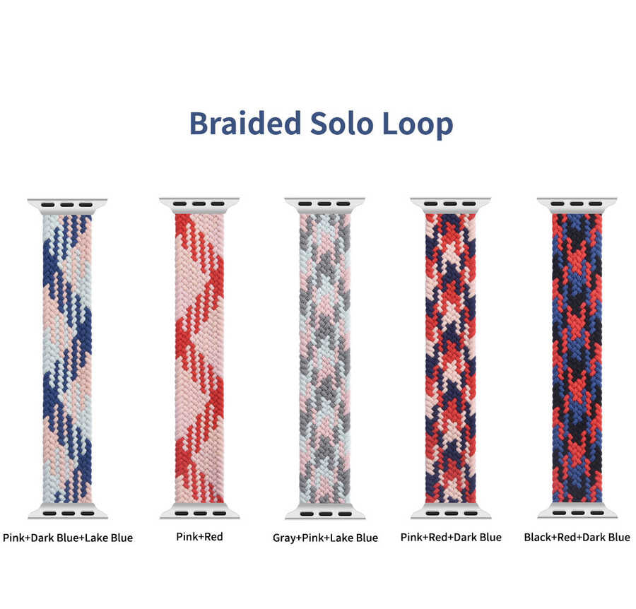 Apple Watch Ultra 49mm Kordon Wiwu Braided Solo Loop Contrast Color Large Strap Kayış NO4