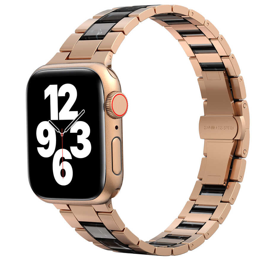 Apple Watch Ultra 49mm Kordon Wiwu Resin Steel Belt Metal Strap Kayış Siyah