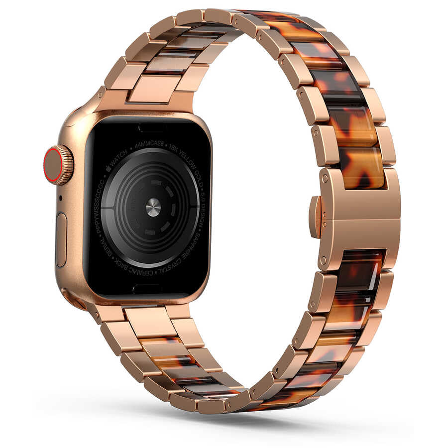 Apple Watch Ultra 49mm Kordon Wiwu Resin Steel Belt Metal Strap Kayış Gold