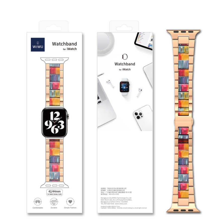 Apple Watch Ultra 49mm Kordon Wiwu Resin Steel Belt Metal Strap Kayış Pembe