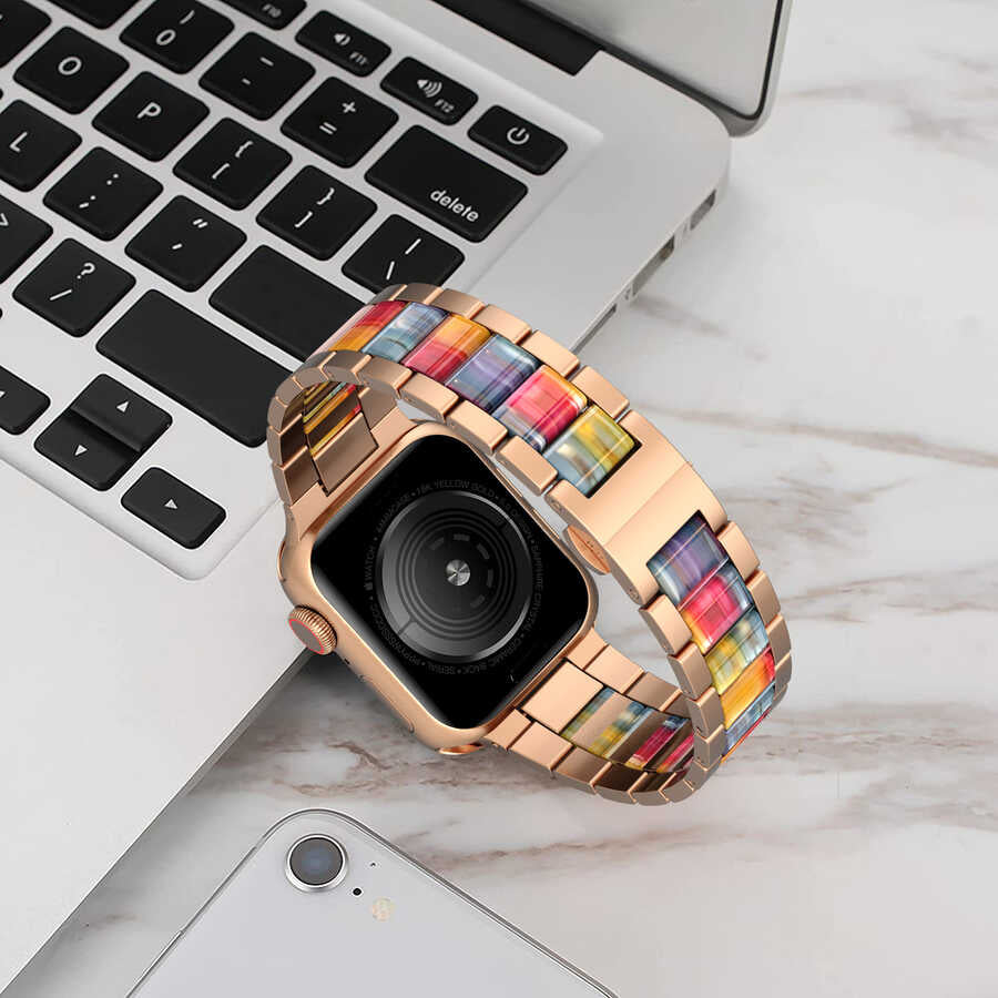 Apple Watch Ultra 49mm Kordon Wiwu Resin Steel Belt Metal Strap Kayış Colorful