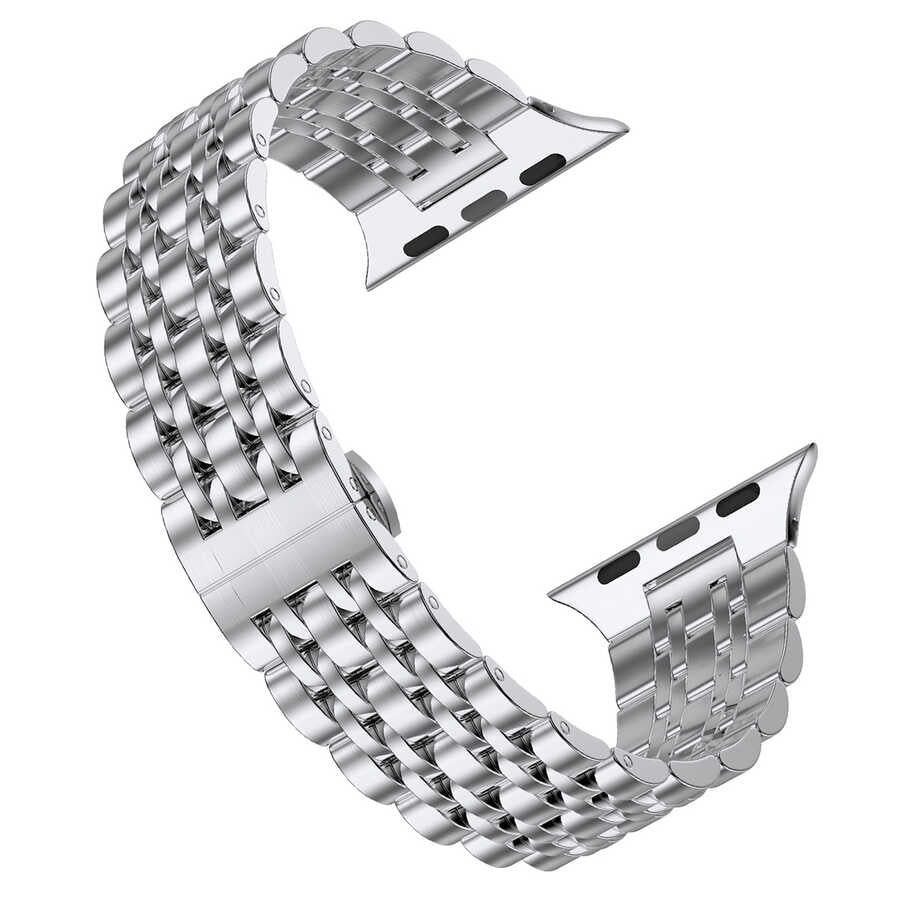 Apple Watch Ultra 49mm Kordon Wiwu Seven Beads Steel Belt Metal Strap Kayış Siyah
