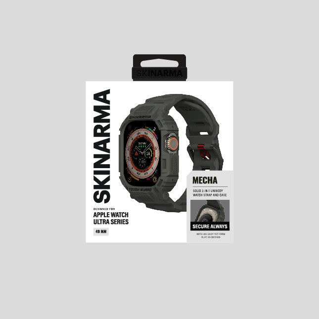 Apple Watch Ultra 49mm Skinarma Mecha 2in1 TPU Kasa Koruyucu + Silikon Kordon Yeşil