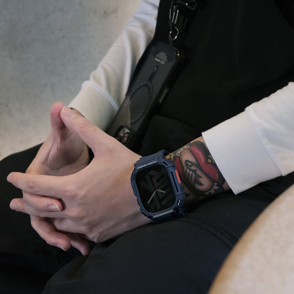 Apple Watch Ultra 49mm Skinarma Mecha 2in1 TPU Kasa Koruyucu + Silikon Kordon Yeşil