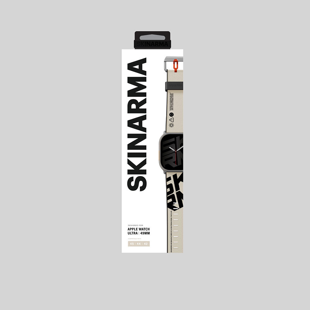 Apple Watch Ultra 49mm SkinArma Spunk Serisi PU Deri Kordon Gri