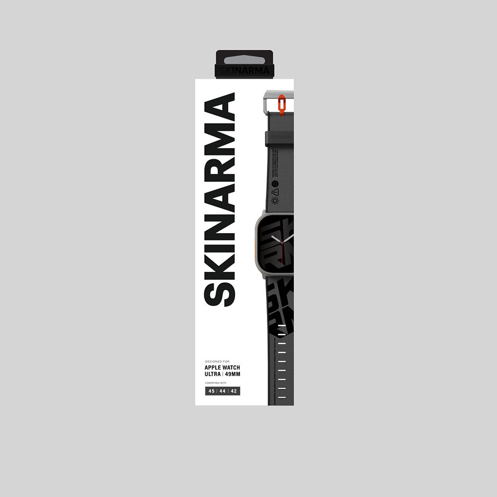 Apple Watch Ultra 49mm SkinArma Spunk Serisi PU Deri Kordon Gri