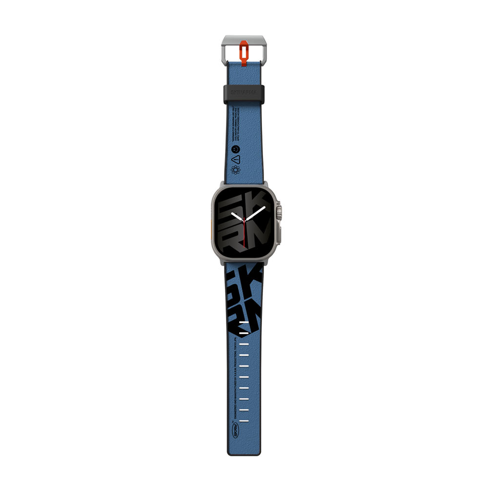 Apple Watch Ultra 49mm SkinArma Spunk Serisi PU Deri Kordon Mavi