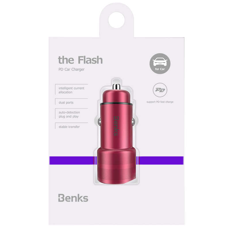 Benks C28 Fast Charging PD Araç Şarj Aleti Gri