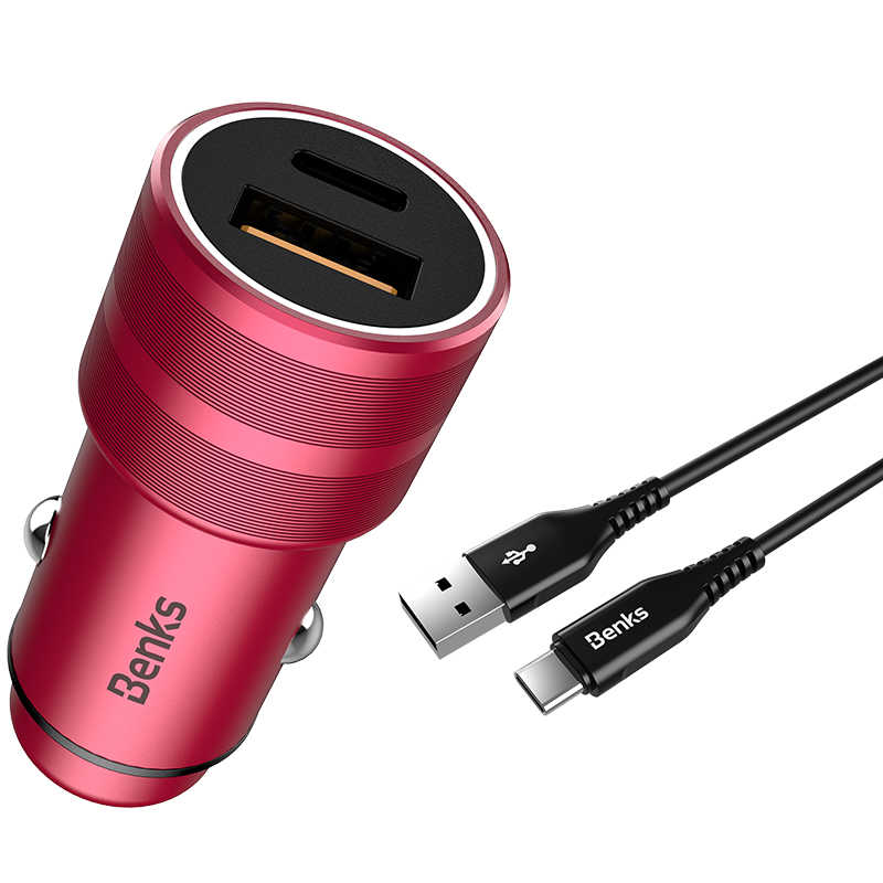 Benks C28 Fast Charging PD Araç Şarj Aleti Kırmızı