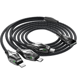 Benks D27 3 in 1 Snake Lightning+Lightning+Type-C Kablo 1.5M Gri