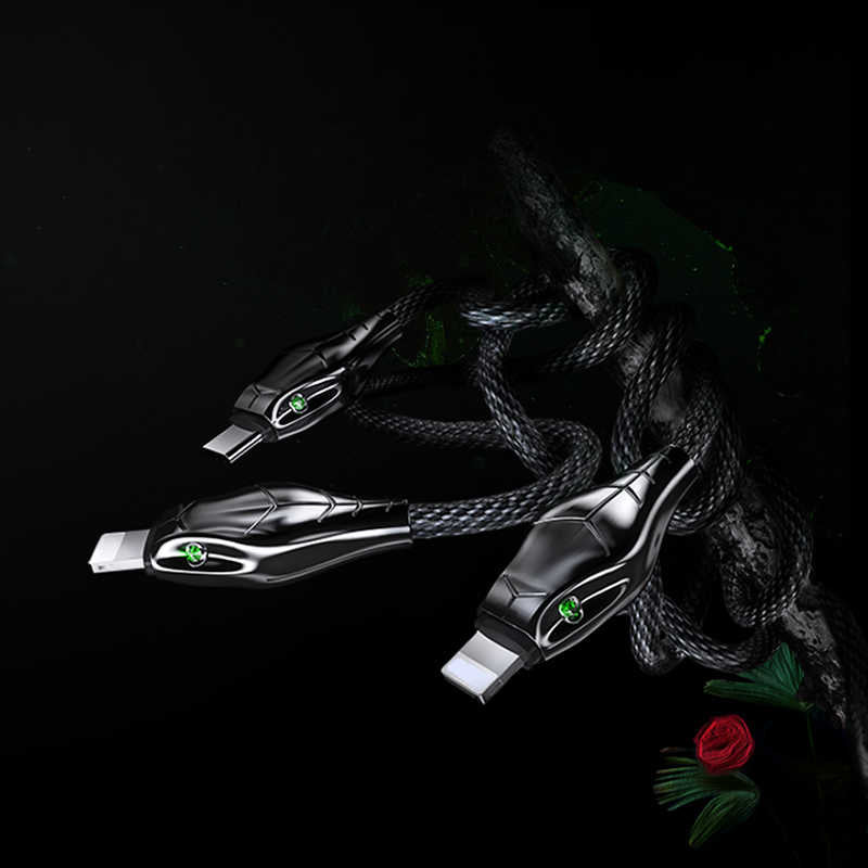 Benks D27 3 in 1 Snake Lightning+Lightning+Type-C Kablo 1.5M Gri