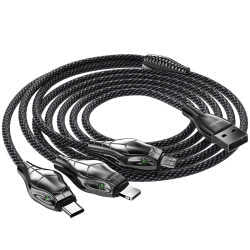 Benks D27 3 in 1 Snake Lightning+Micro+Type-C Kablo 1.5M Gri