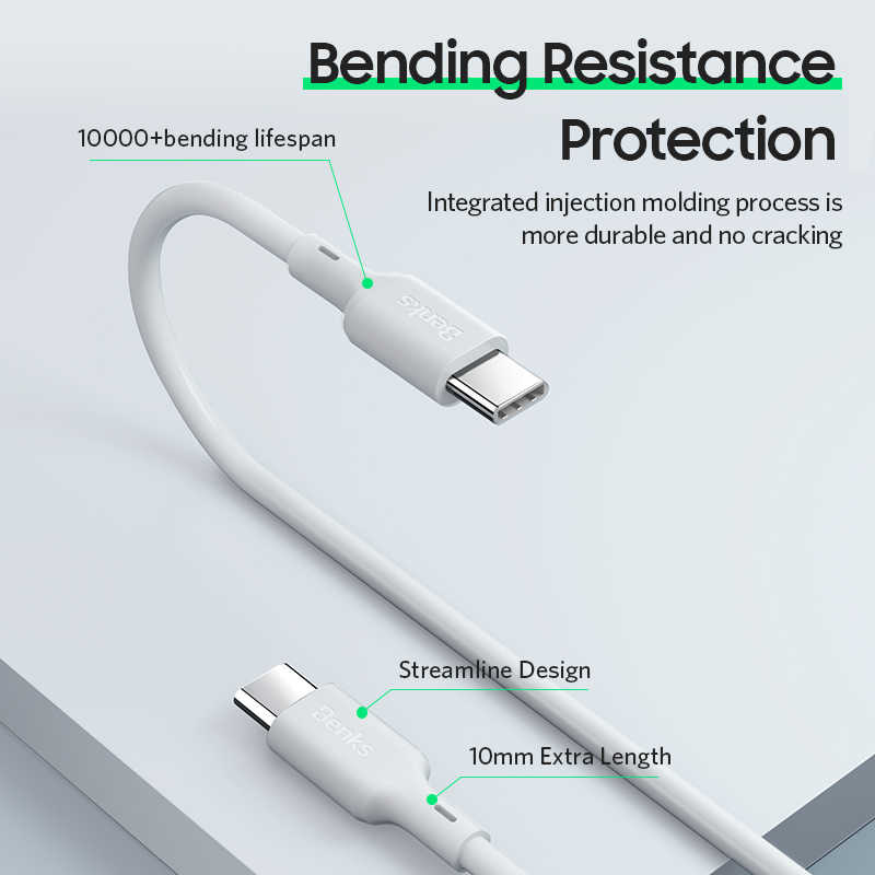 Benks D36 Type-C Fast Charging Usb Kablo 1.2M Beyaz