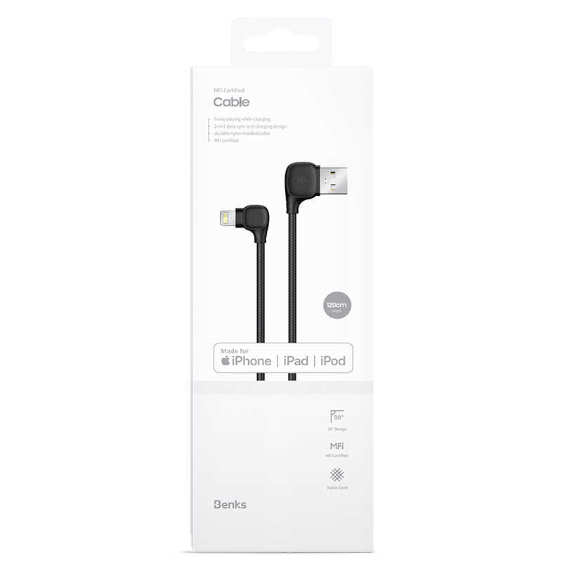 Benks M12 MFI Lightning Kablo 1.2M Siyah