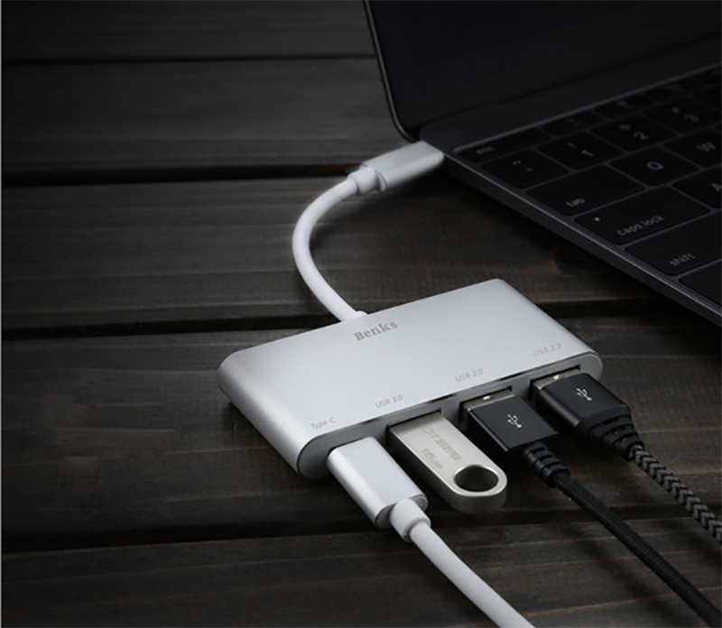 Benks U23 Type-C to 3 in 1 Usb Adaptör (Usb 3.0+2.Usb2.0) Rose Gold