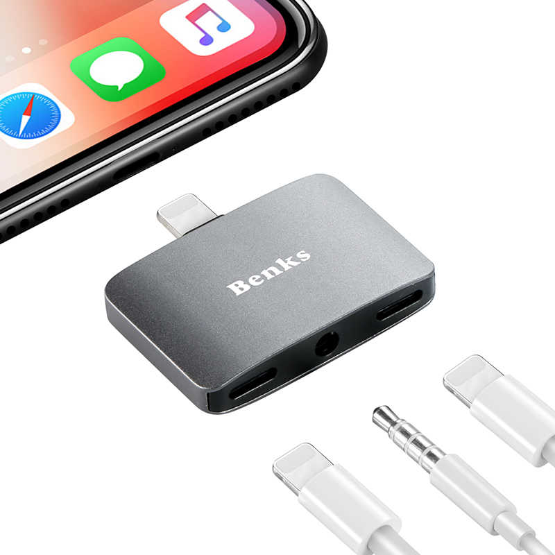 Benks U32 Lightning 3 in 1 Audio Adaptör Gri