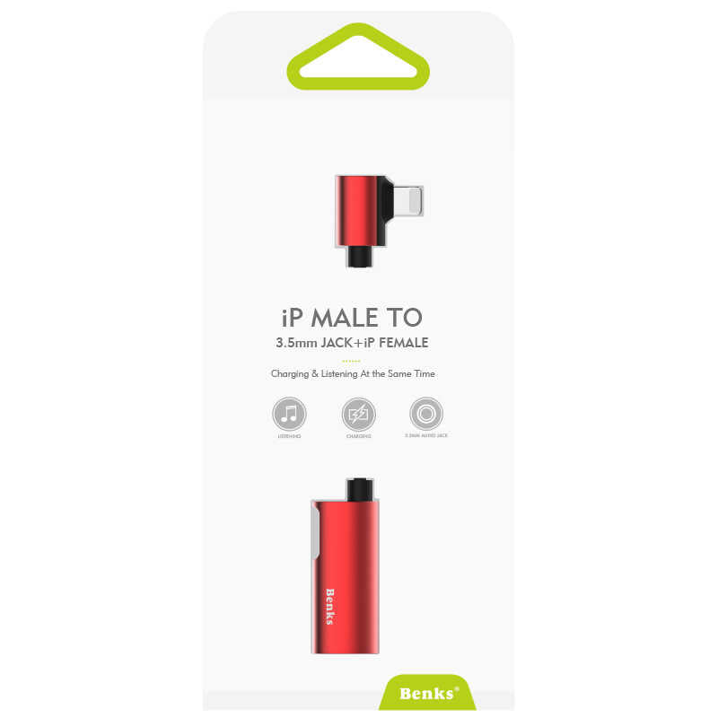Benks U40 2 in 1 Lightning Audio Adaptör Kırmızı
